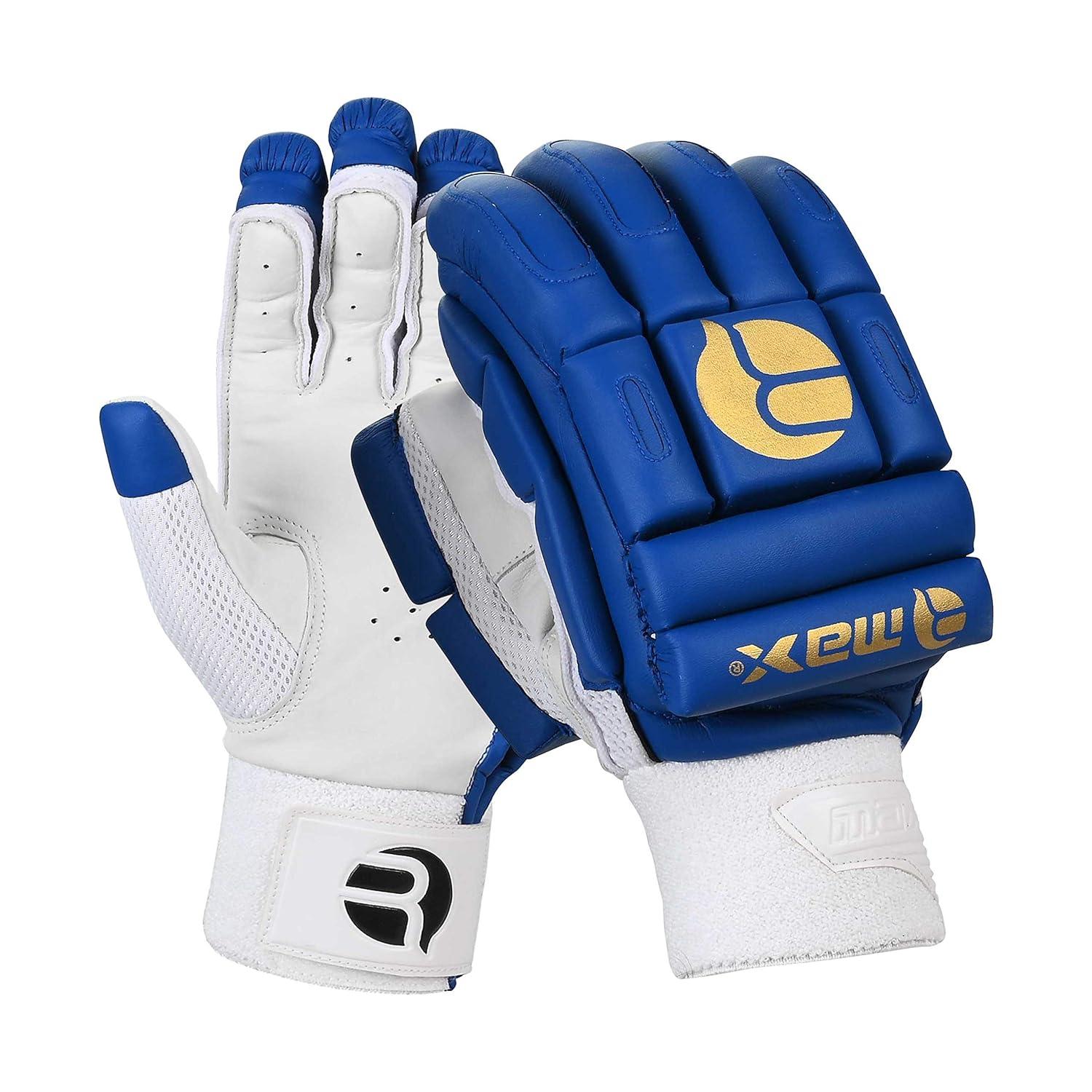 RMAX Unisex Leather & PU Cricket Batting Gloves ROYAL BLUE