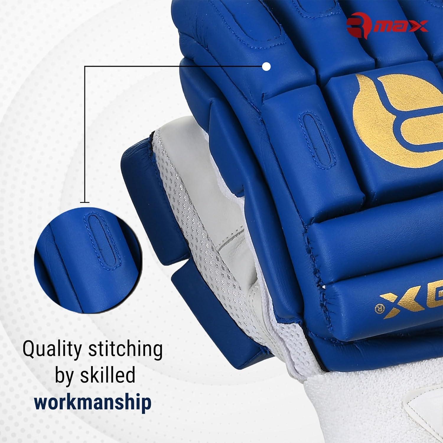 RMAX Unisex Leather & PU Cricket Batting Gloves ROYAL BLUE